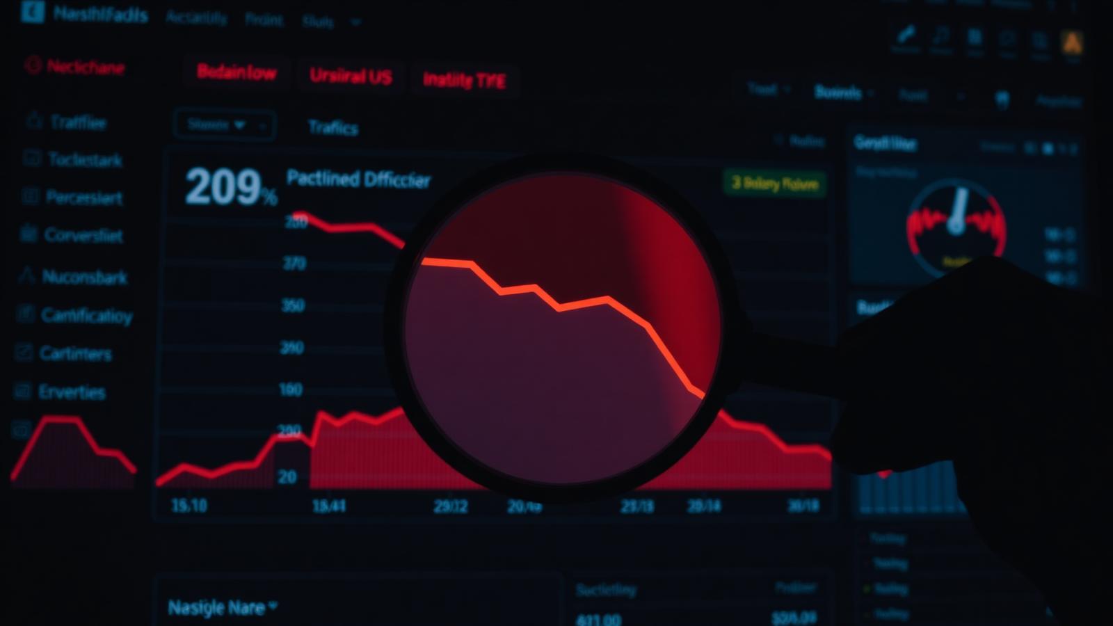 Analyst investigating a traffic decline chart